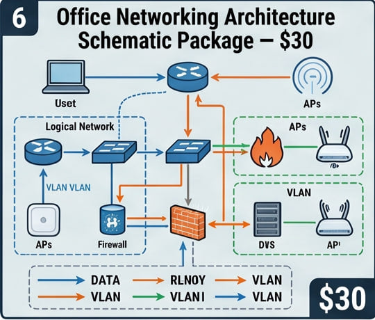 Office Networking Architecture Schematic Package
